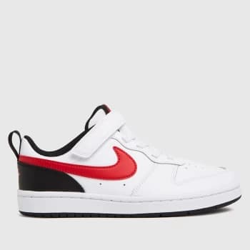 Nike White & Red Court Borough Low 2 Trainers Junior