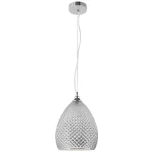 Netlighting Merano Fremont 24cm Dome Pendant Ceiling Light Chrome Glass, Metal L