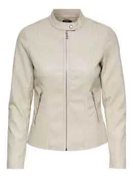 ONLY Biker Faux Leather Jacket Women Grey
