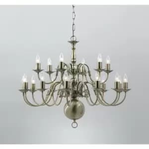 Impex Flemish Antique Brass 18 Arm Chandelier