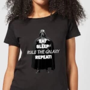 Star Wars Eat Sleep Rule The Galaxy Repeat Womens T-Shirt - Black