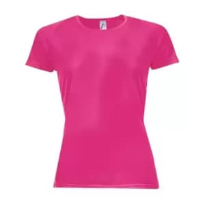 SOLS Womens/Ladies Sporty Short Sleeve T-Shirt (L) (Neon Pink)