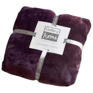 Gallery Flannel Fleece 130 x 170cm Throw - Plum