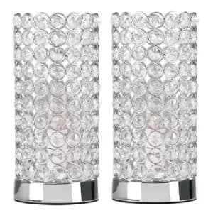 Ducy Pair of Silver Table Lamps Touch On/Off Dimmable