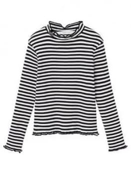 Mango Girls Striped Roll Neck Long Sleeve T-Shirt - Black/White