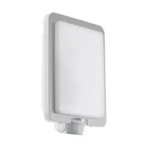 IP44 Outdoor Wall Light & PIR Sensor Stainless Steel Square 1 x 28W E27 Bulb