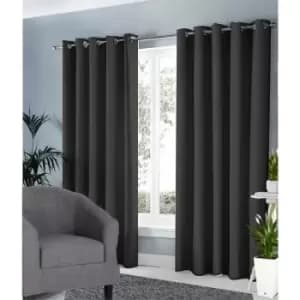 Ring Top Ready Made Blackout Curtains 66 x 54" - Charcoal - Charcoal