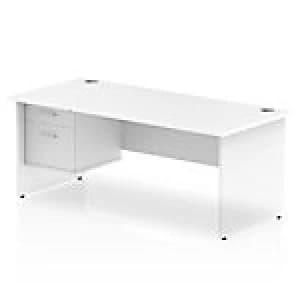 Impulse 1800 Rectangle Panel End Leg Desk White 1 x 2 Drawer Fixed Ped