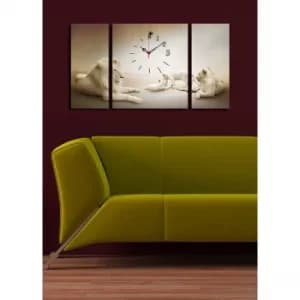 3P204045CS-18 Multicolor Decorative Canvas Wall Clock (3 Pieces)