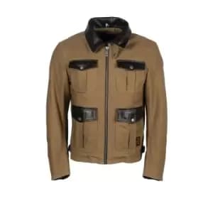 Helstons Joey Canvas Cotton Leather Kraft Brown Jacket M