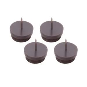 BQ Brown Plastic with Felt Pads Nail In Glide Dia22mm Pack of 4