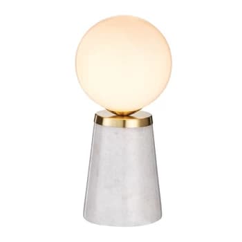 Otto Globe Table Lamp White & Grey Marble With Satin Brushed Gold Effect Plate 1 Light IP20 - G9