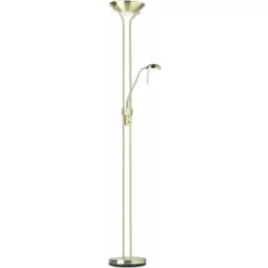 Loops - Mother & Child Floor Lamp Satin Brass 1.8m Twin Light Dimmer Flexible Reading