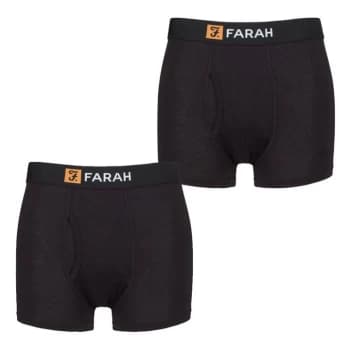 Farah 2 Pack Plain Cotton Keyhole Trunks Mens - Black