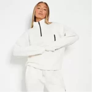I Saw It First Half Zip Oversized Sweatshirt - White
