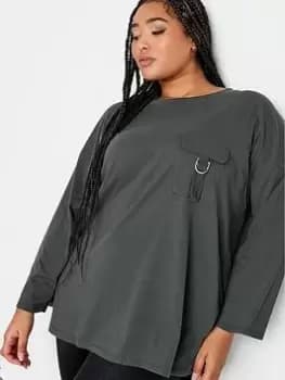 Yours Yours Utility Pocket Slouchy Top Slate, Grey, Size 16, Women