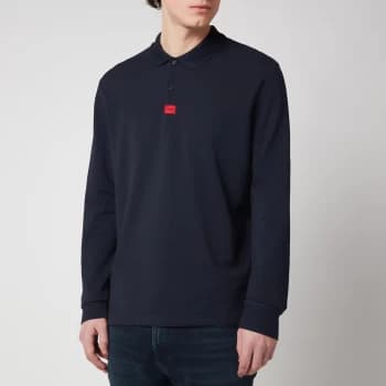 HUGO Mens Deresolo Long Sleeve Polo Shirt - Dark Blue - M