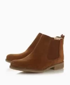 Dune Tan Suede 'Prompted 2' Block Heel Chelsea Boots - 3