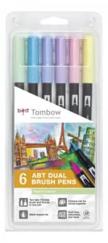 Tombow ABT Dual Brush Pen 2 tips Pastel Colours PK6