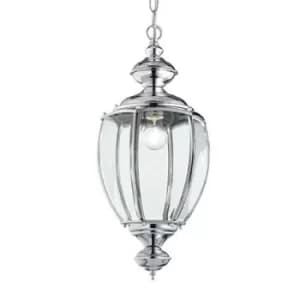 Norma 1 Light Ceiling Lantern Pendant Chrome Glass, E27