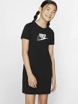 Nike Girls NSW Futura Future Femme T-Shirt Dress - Black, Size S, 8-10 Years, Women