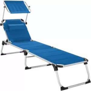 Tectake - Sun lounger Lorella - garden lounger, cushioned sun lounger, garden sun lounger - blue - blue