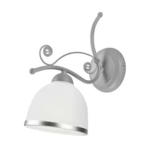 Retro Ii New Colours Wall Light With Glass Shade Silver, 1x E27