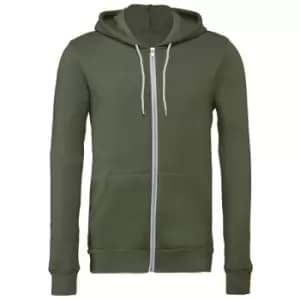Canvas Unixex Zip-up Polycotton Fleece Hooded Sweatshirt / Hoodie (M) (Military Green)
