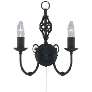 Searchlight Lighting - Searchlight Zanzibar - 2 Light Indoor Candle Wall Light Black, E14