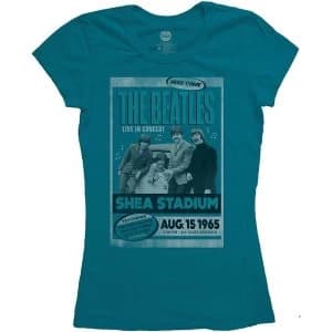 The Beatles - Shea Stadium 1965 Womens Medium T-Shirt - Green,Blue