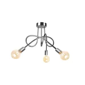 Rumba Multi Arm Semi Flush Ceiling Light Silver, 50cm, 3x E27