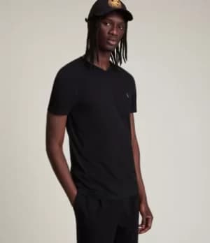 AllSaints Mens Lightweight Tonic V-Neck T-Shirt, Black, Size: S