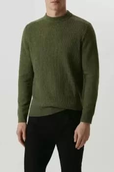 Super Soft Green Panel Rib Knitted Funnel