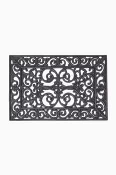 Black Wrought Iron Effect Parisian Rubber Doormat 60 x 40 cm