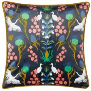 Herons Illustrated Cushion Navy