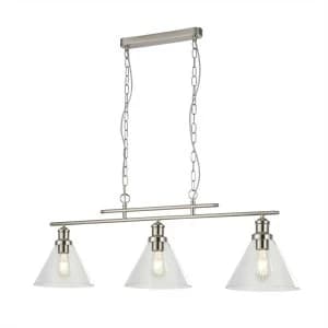 3 Light Pendant Chrome, Glass Shade, E27