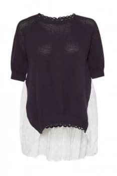 French Connection Celia Scallop Trim Crochet Top Blue