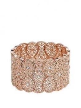 Mood Rose Gold Plated Wide Filagree Stretch Bracelet