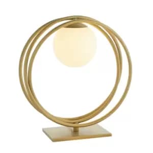 Bergamo Table Lamp Brushed Gold Paint & Gloss Opal Glass