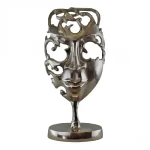 Silver Metal Face Sculpture Ornament 38cm