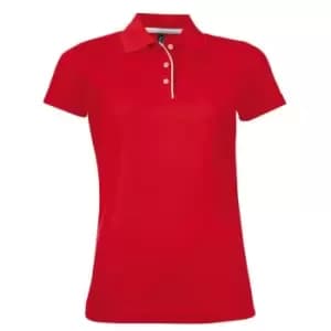 SOLS Womens/Ladies Performer Short Sleeve Pique Polo Shirt (L) (Red)