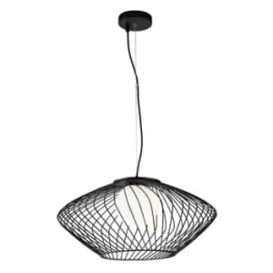 Plec Cage Ceiling Pendant Lamp Black, 1 Light, E27