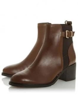 Dune London Dune London Poetic Buckle Detail Heeled Chelsea Boot, Dark Brown Leather, Size 3, Women