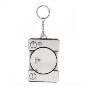 Sony Playstation Console Metal 3D Keychain- Silver
