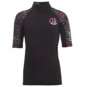 Gul Short Sleeve Girl's Rash Vest - Black