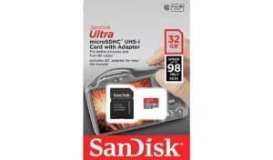 32GB MicroSDHC Plus Adapter 98MBs CL10