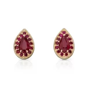 JG Signature 9ct Gold Ruby Pear Shaped Stud Earrings