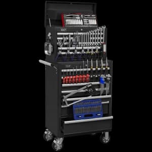 Sealey Superline Pro 15 Drawer Roller Cabinet and Tool Chest + 147 Piece Tool Kit Black