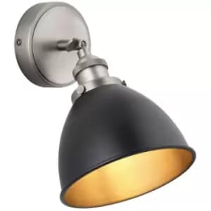 Endon Franklin Single Spotlight, Aged Pewter Plate, Matt Black Paint