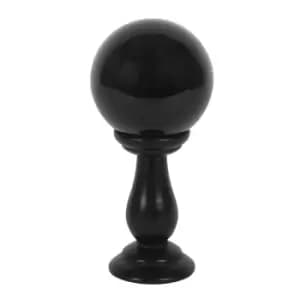 Black Small Crystal Ball on Wooden Stand